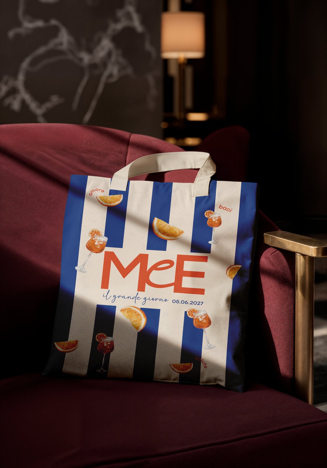 Tote bag rayé du mariage