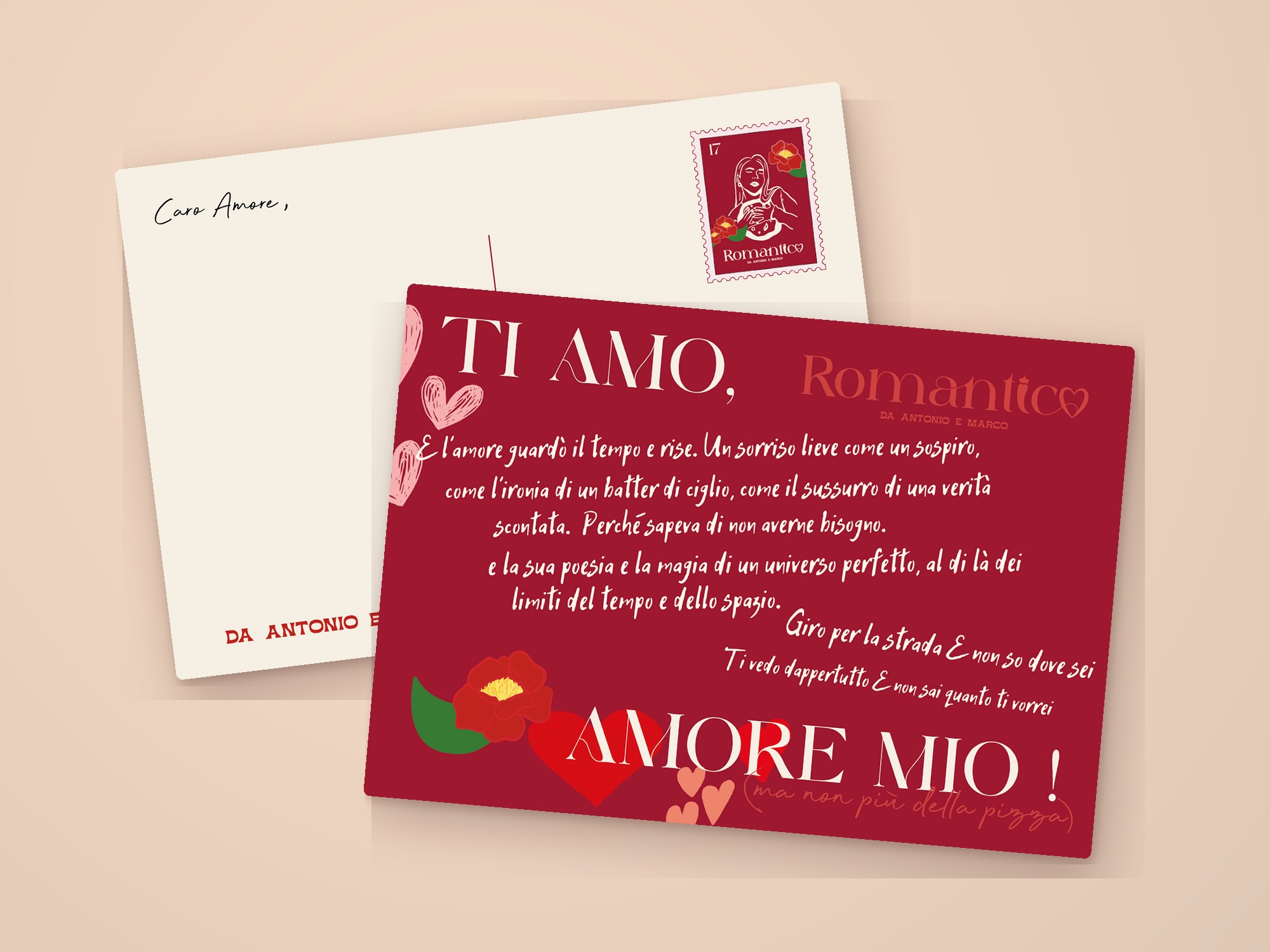 Carte postale Romantico, recto et verso