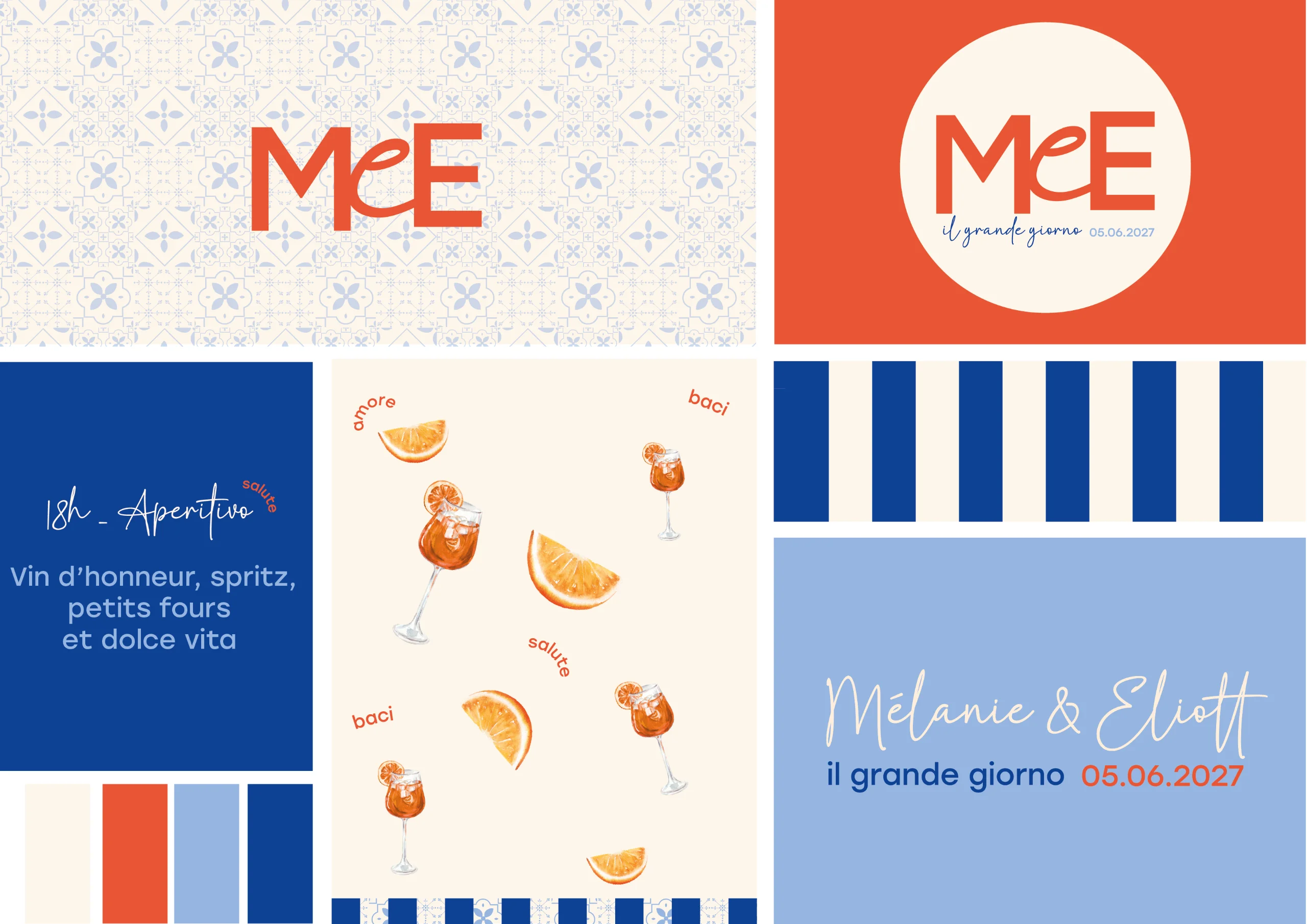 Planche de direction artistique du mariage dolce vita